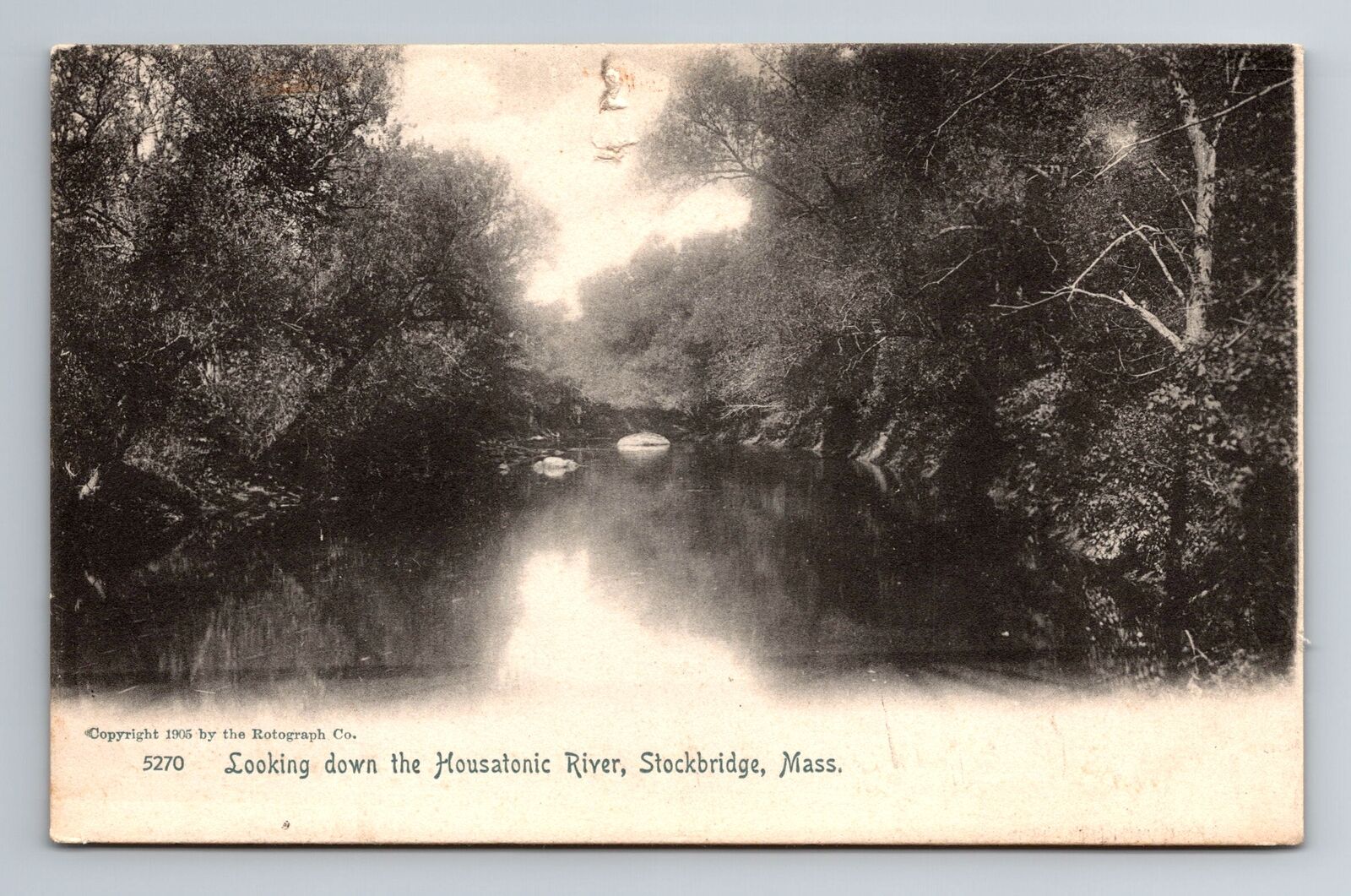 Stockbridge, MA-Massachusetts, Looking Down Mousatonic River, Vintage Postcard