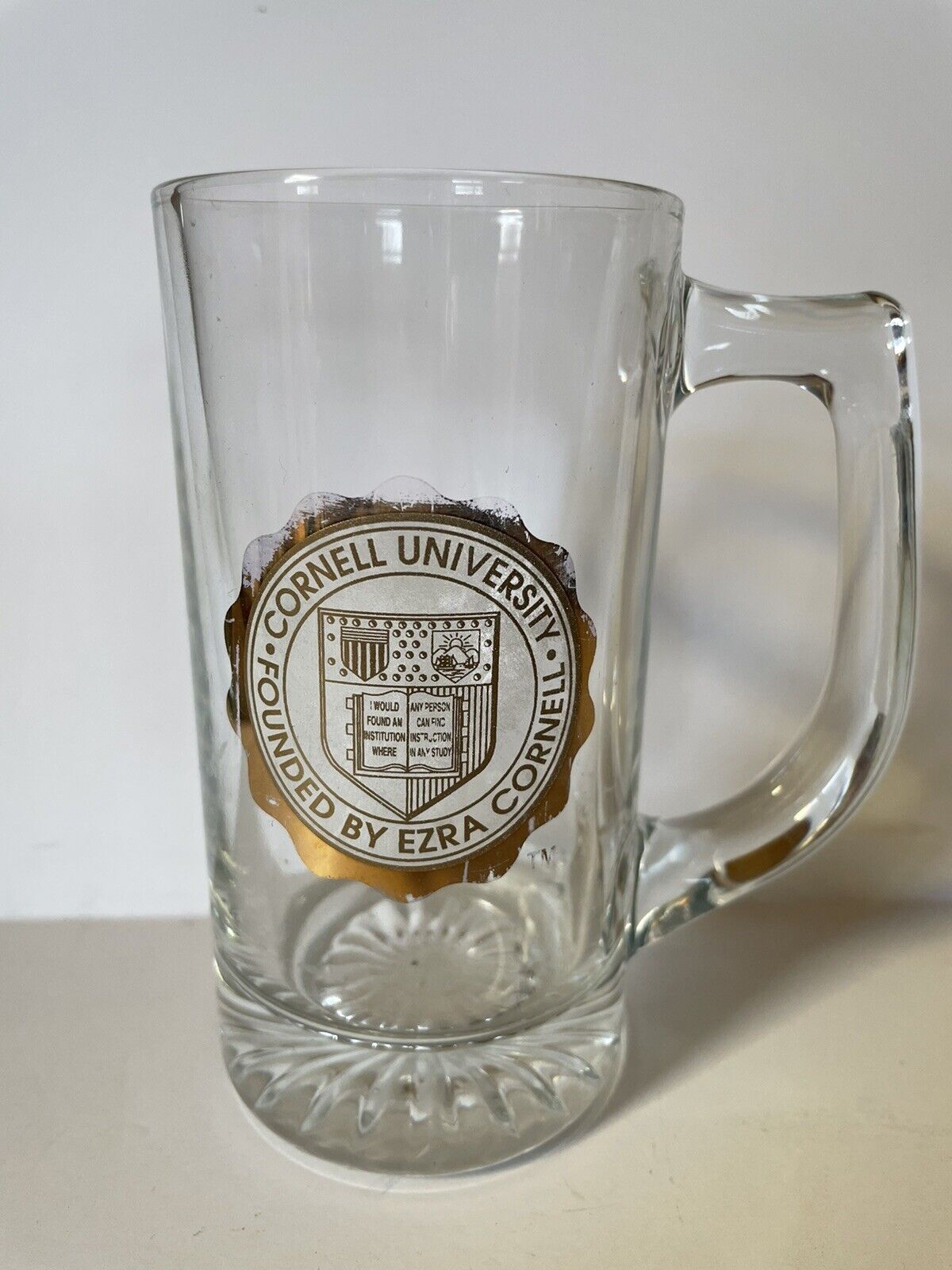 Cornell University Glass Beer Mug 5 1/2 inches Tall