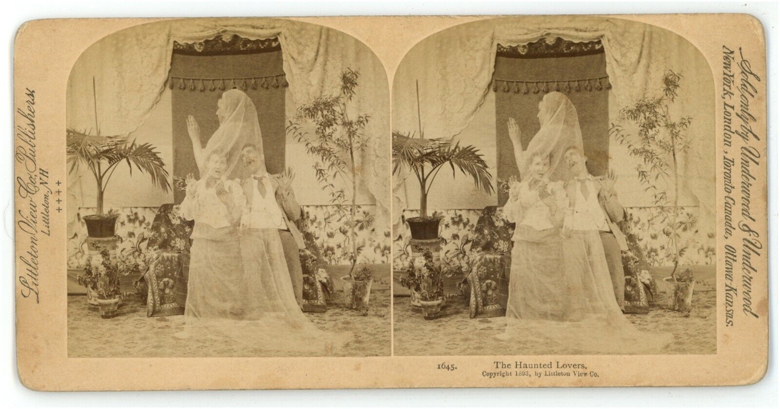 c1890\'s Rare Stereoview Card With Double Exposure Effect Ghost \