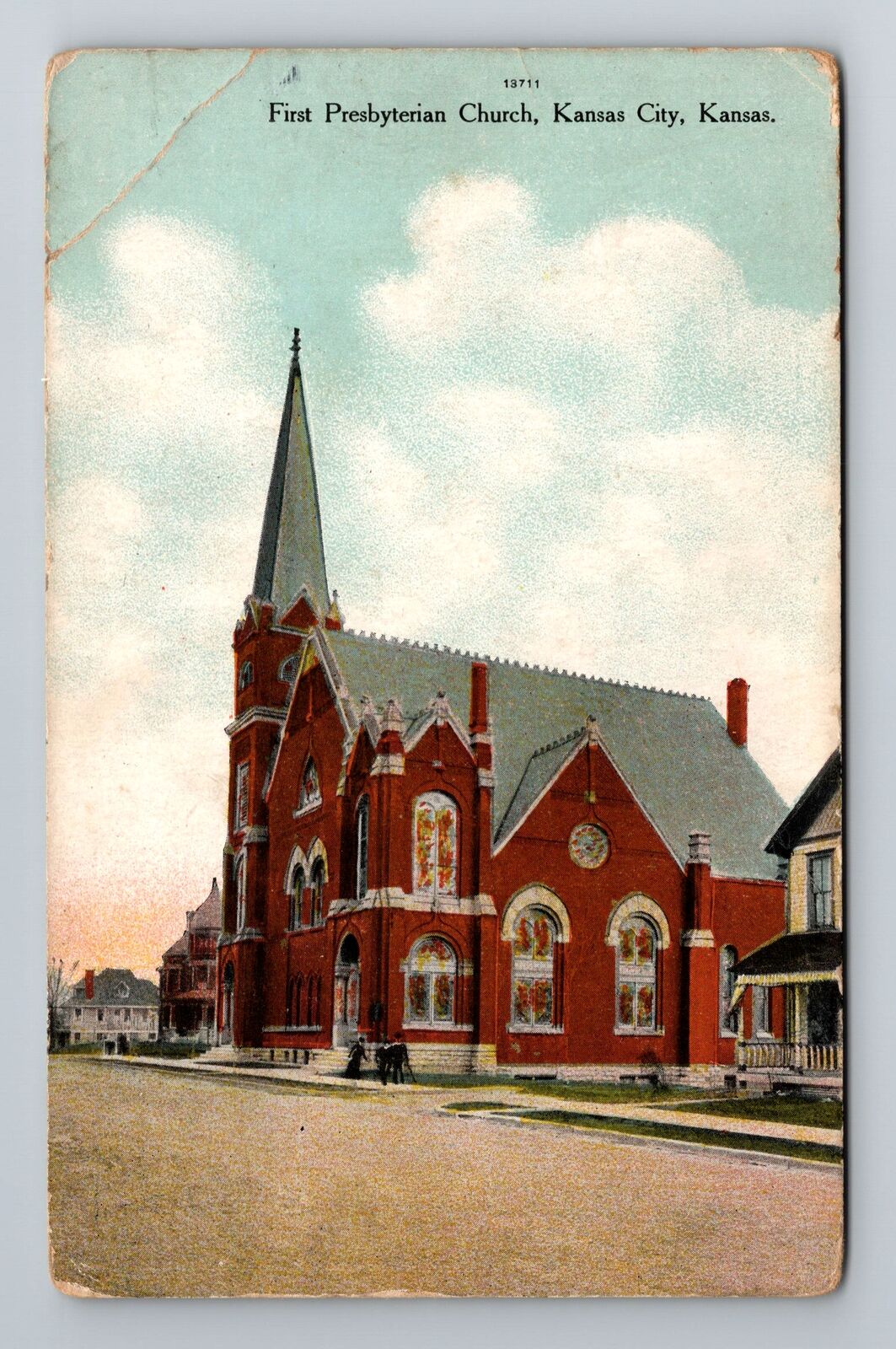 Kansas City KS-Kansas, First Presbyterian Church, Vintage c1914 Postcard