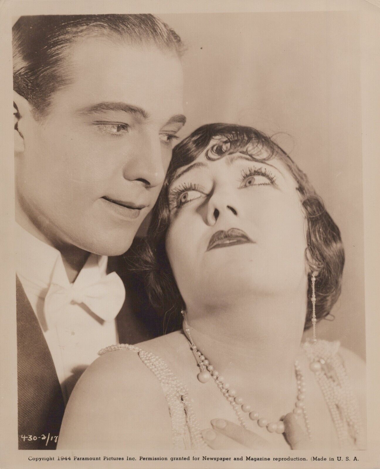 HOLLYWOOD BEAUTY GLORIA SWANSON + Rudolph Valentino PORTRAIT 1944 ORIG Photo C21