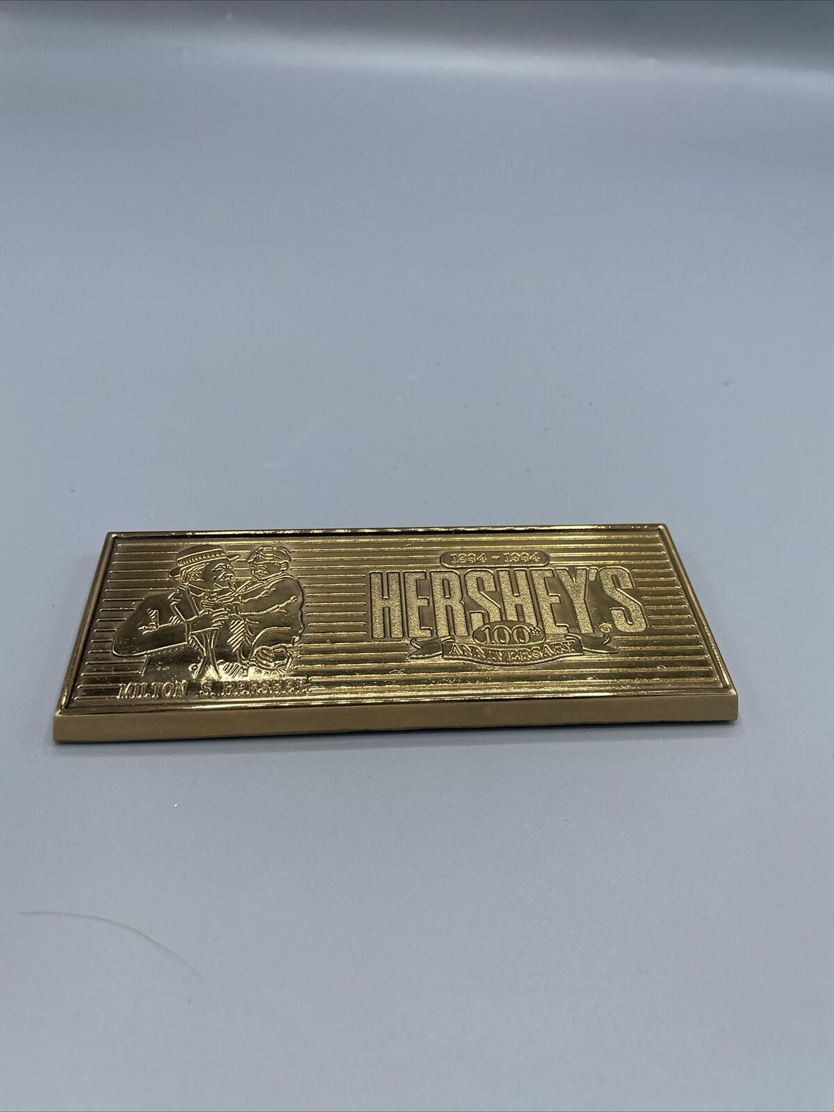 Brass Hershey 100th Anniversary Chocolate Bar Paperweight ~ 1894-1994 ~
