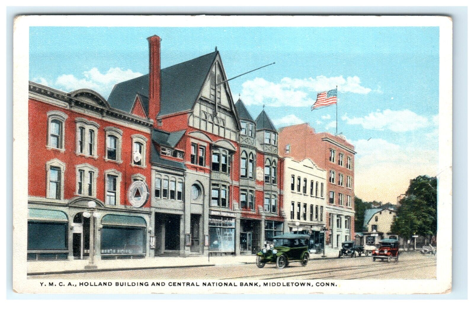 c 1922 YMCA Holland Building & Central National Bank Middletown C T - Torn