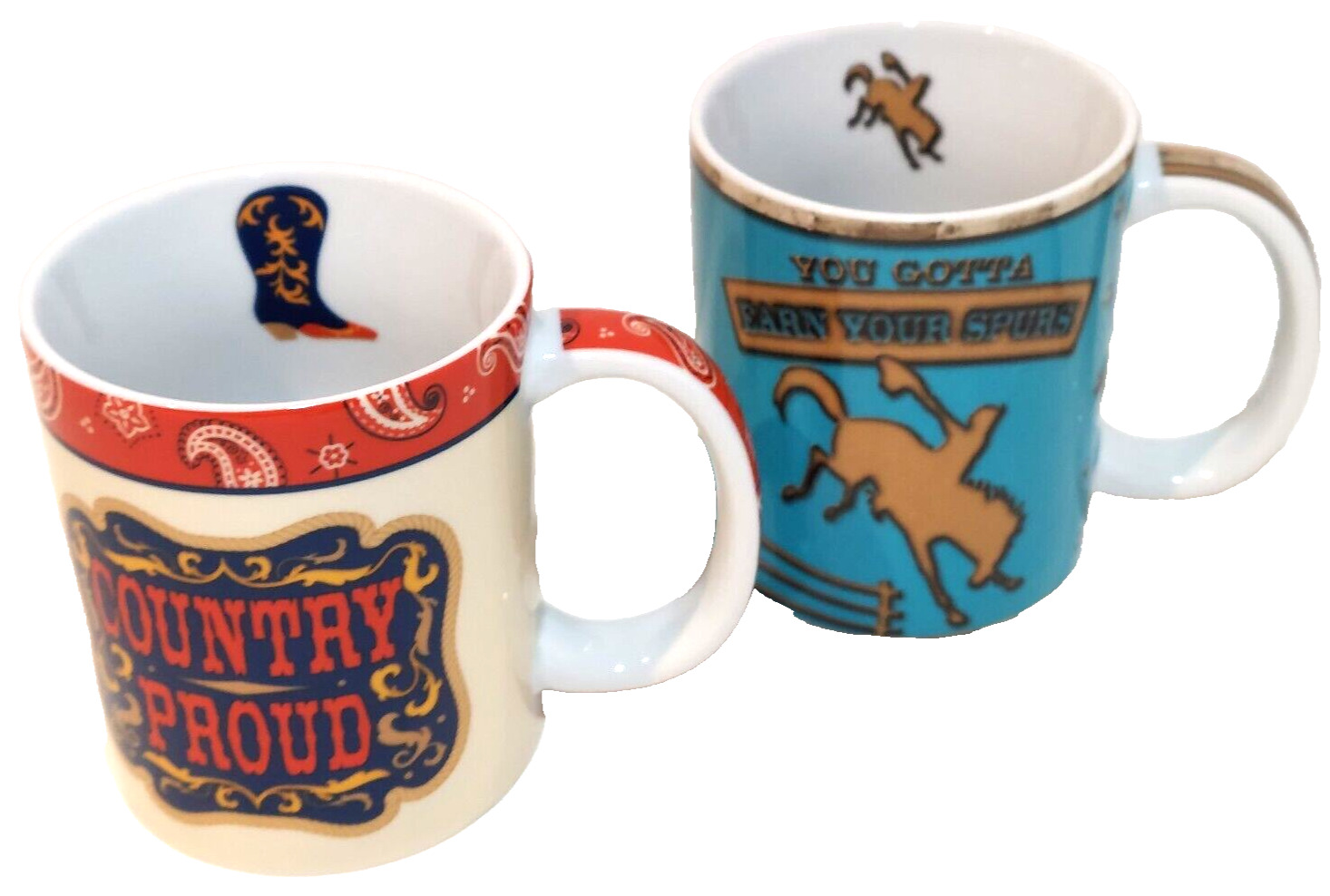 Rare Cape Shore set 2 Cowboy Earn Your Spurs - Country Proud Coffee Mug 2013