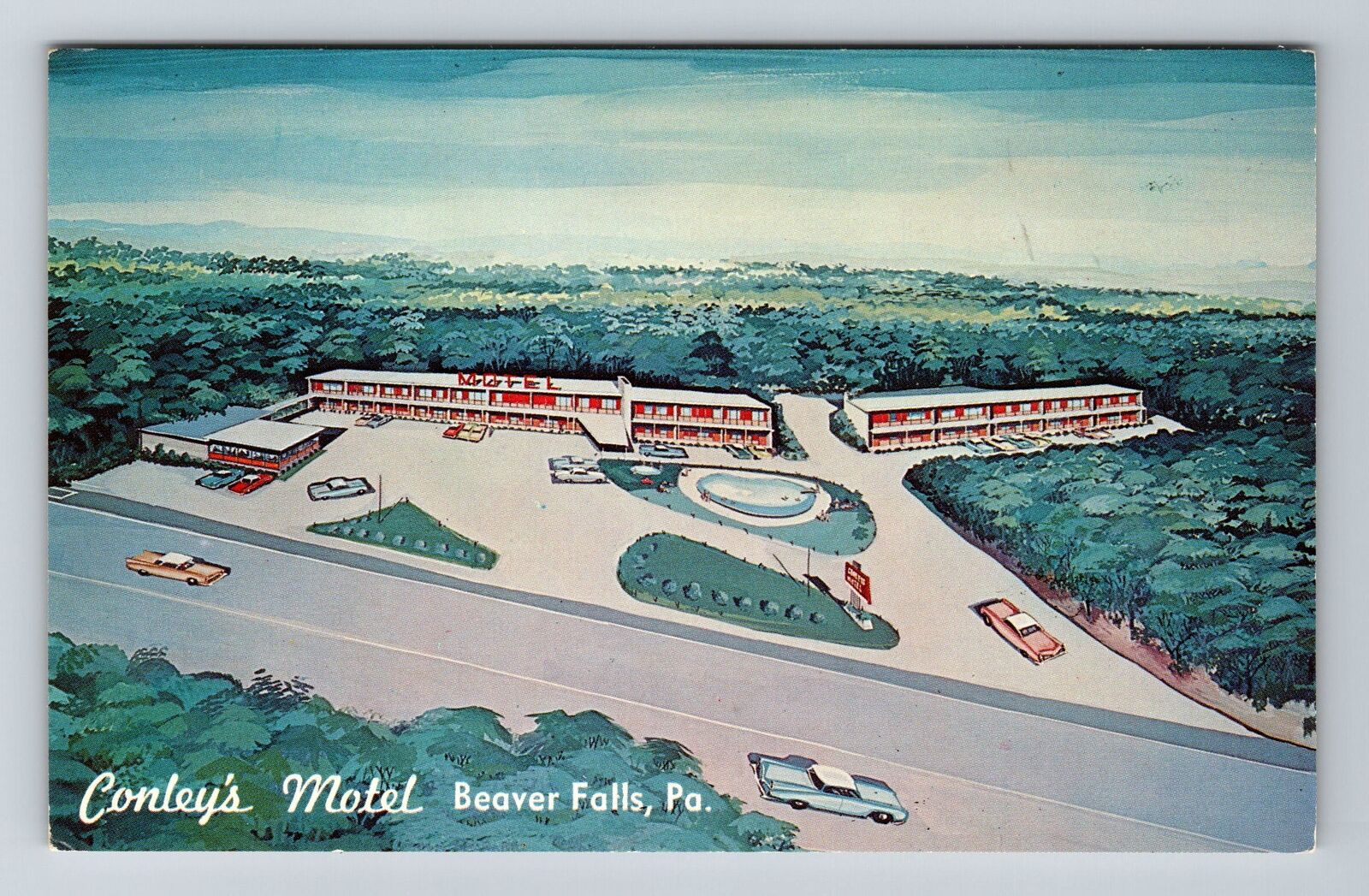 Beaver Falls PA-Pennsylvania, Conley\'s Motel, Vintage Postcard