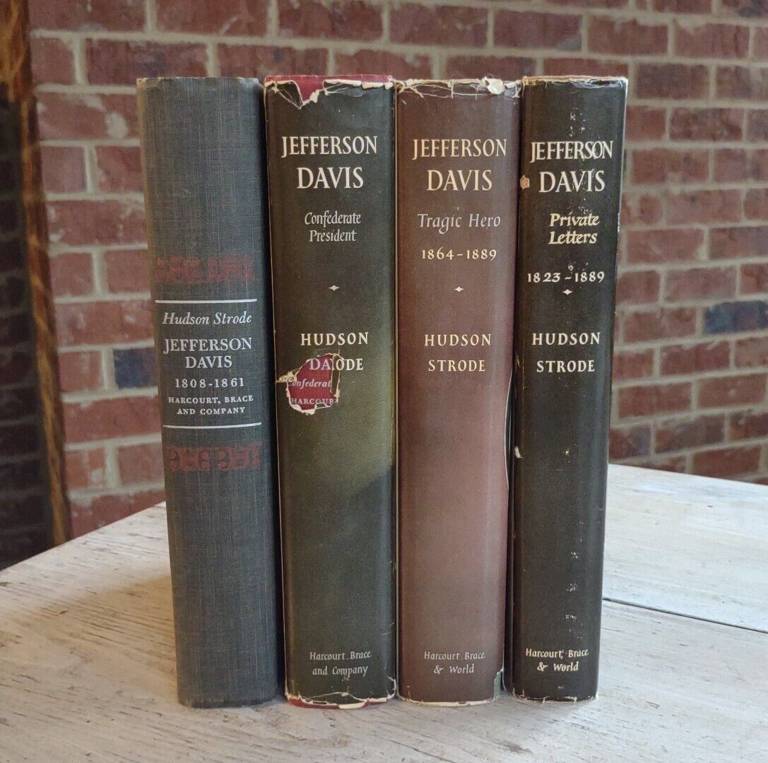 RARE Vtg JEFFERSON DAVIS Hudson Strode 4 Volume BOOK Set ALL Signed 1st EDITIONS