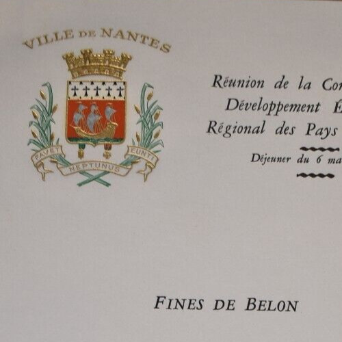 1972 Regional Des Pays De La Poire Commission Menu Ville de Nantes France