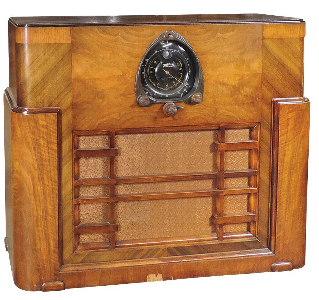 Radio, Zenith Deluxe Floor Wood Cabinet Console, Double-Wide, Scarce Vintage