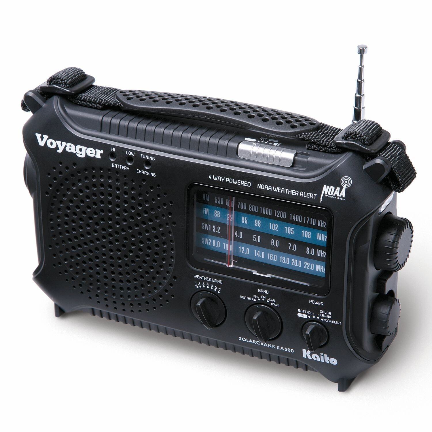 KAITO KA-500 Emergency Radio 4-Way Powered Weather Alert & Phone Charger, Black