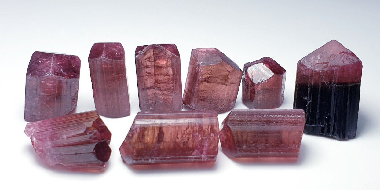 133 Cts Nice Quality Beautiful Colors Tourmaline Terminated Crystals Luster 9pcs