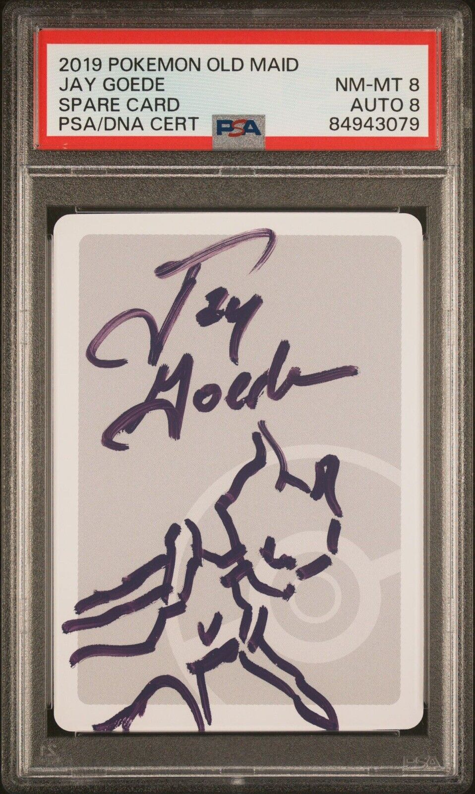 2019 Pokemon Old Maid Japanese Spare Card SIGNED AUTO 8 JAY GOEDE PSA 8 NM MT