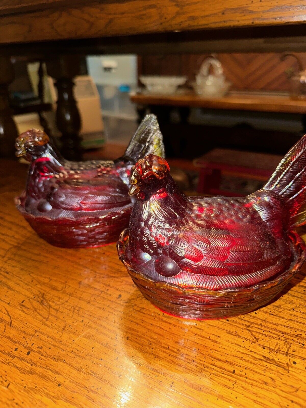 Vintage Red Hen On Nest