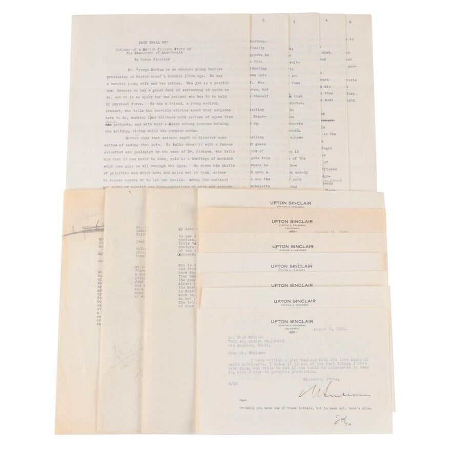 Signed Upton Sinclair Letters to Samuel Marx c. 1930s