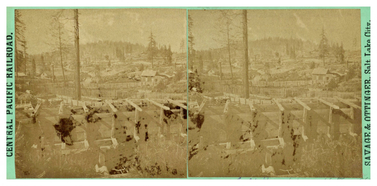USA, Central Pacific Railroad, One Village, ca.1880, Stereo Vintage Print Stereo