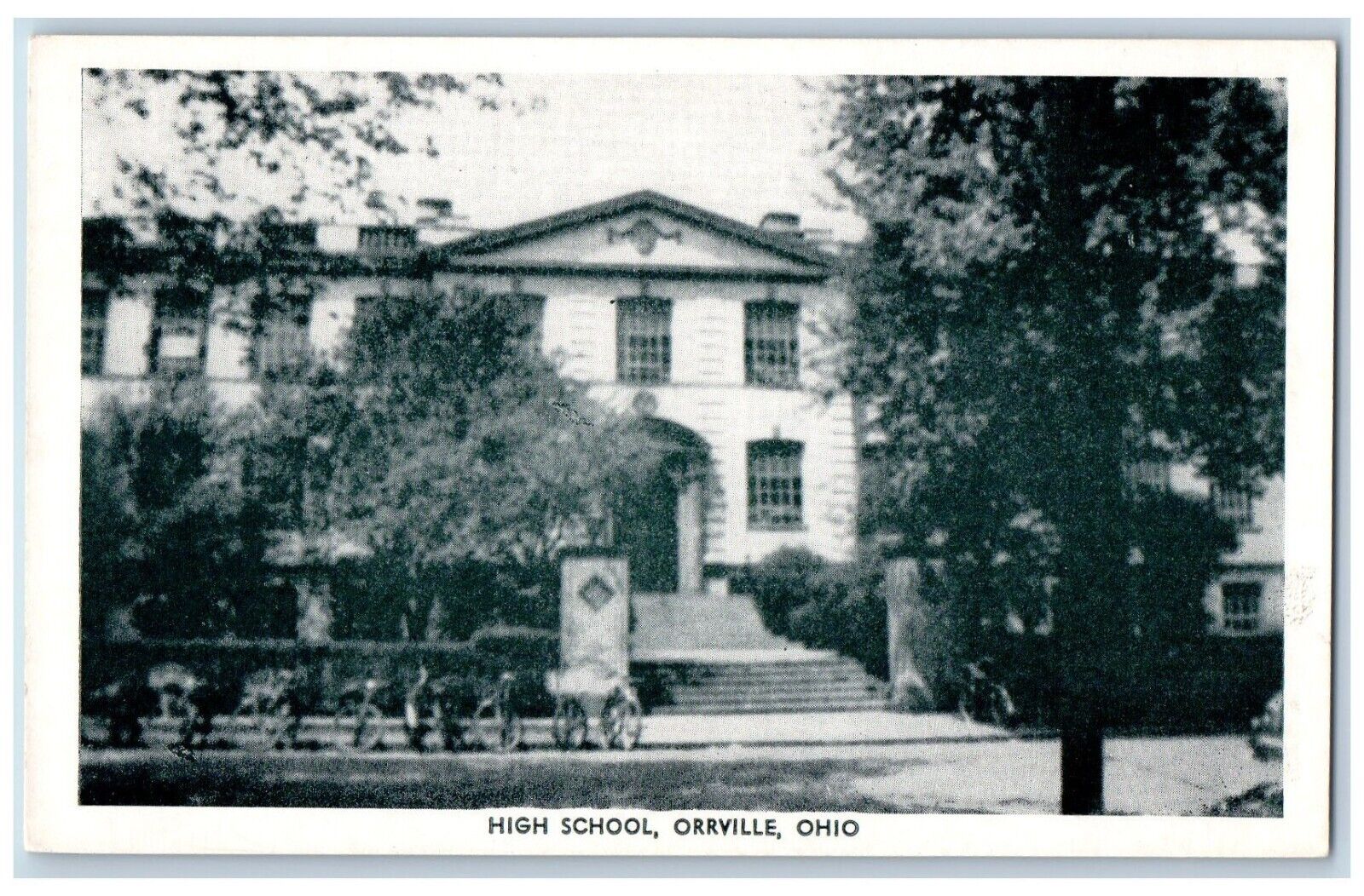 Orrville Ohio Postcard High School Exterior View Building c1940 Vintage Antique