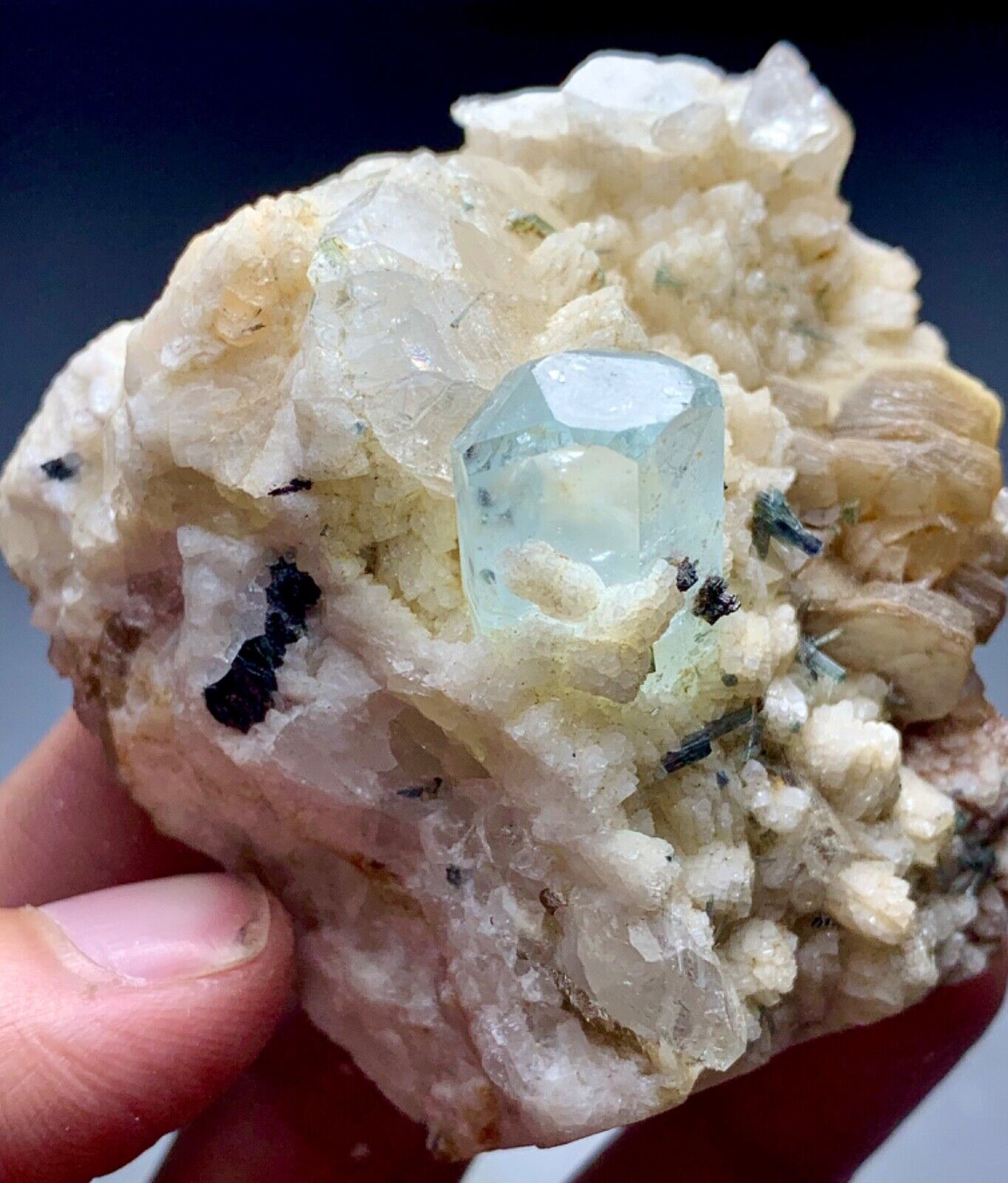 170 Gram Aquamarine Crystal In Feldspar From Shigar Pakistan