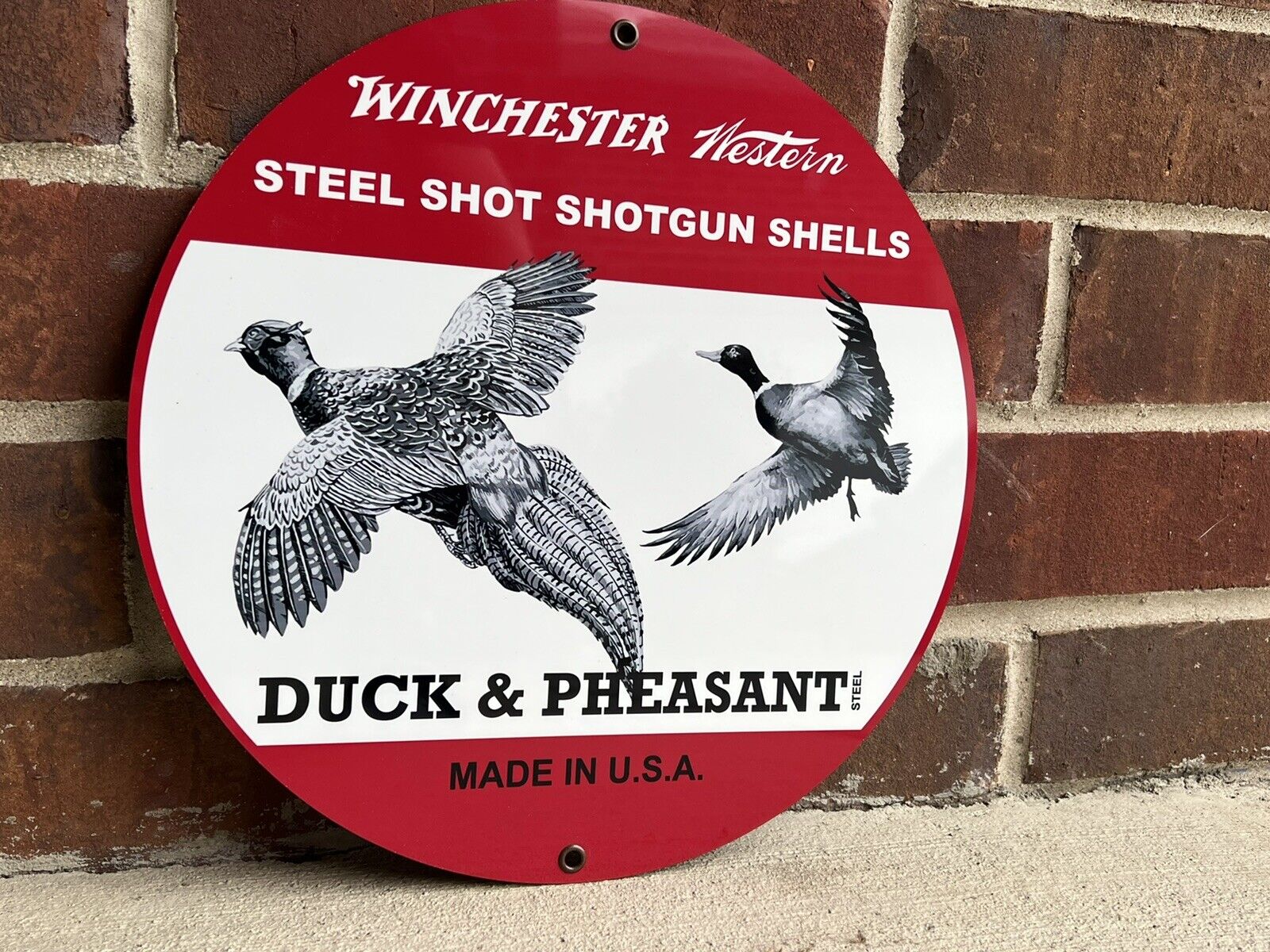 Winchester Ammunition Hunting Gun Vintage Style Round Metal Sign Duck Pheasant
