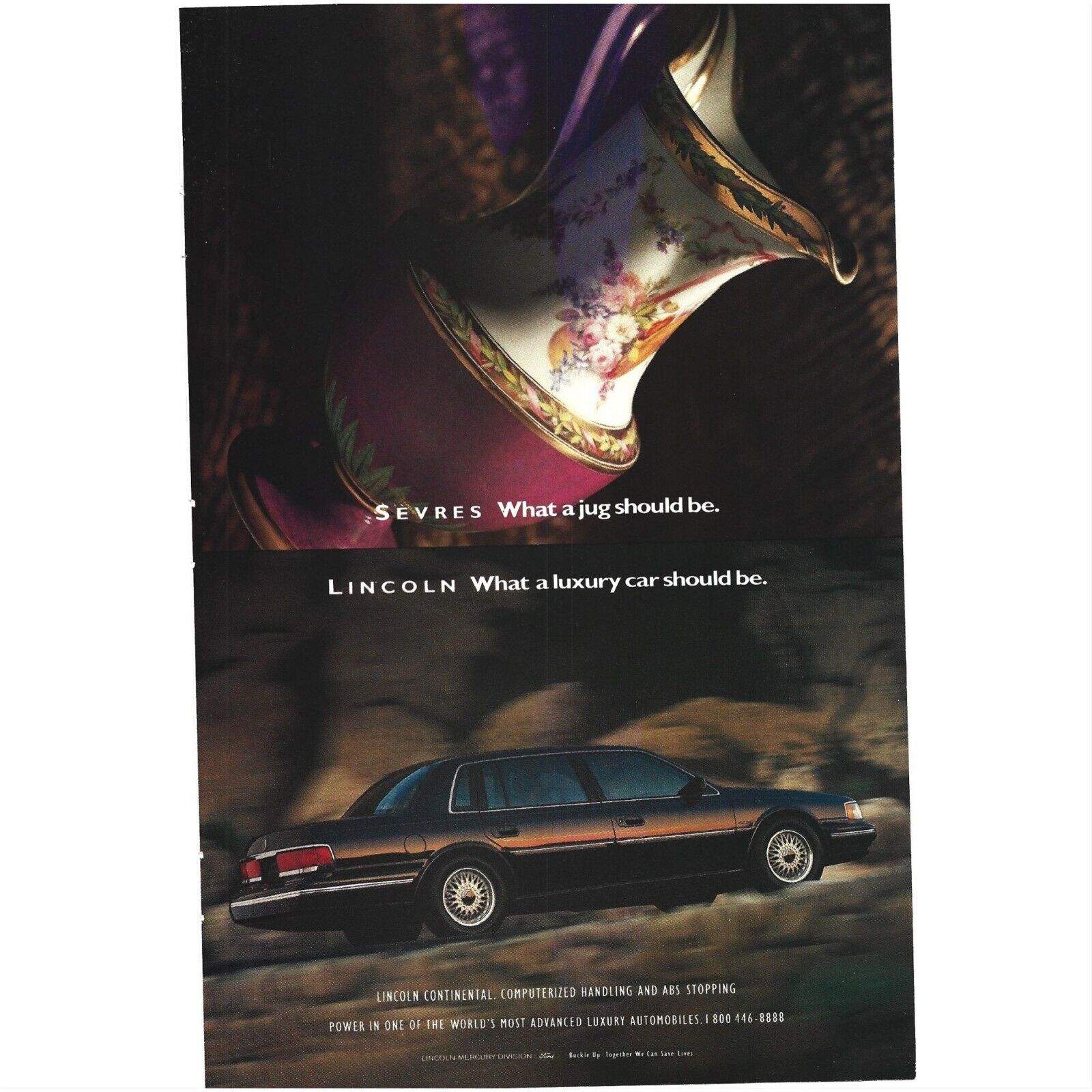 Lincoln Luxury Car Continental Car Auto 1990s Vintage Print Ad
