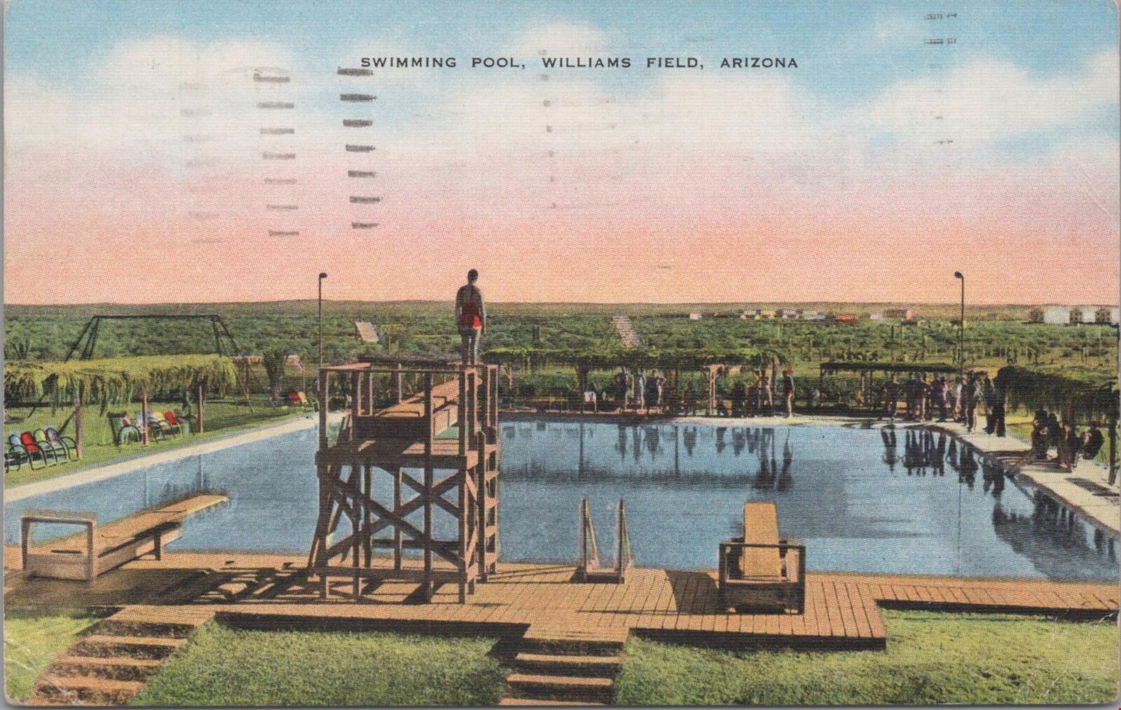 Postcard Swimming Pool Williams Field Arizona AZ 