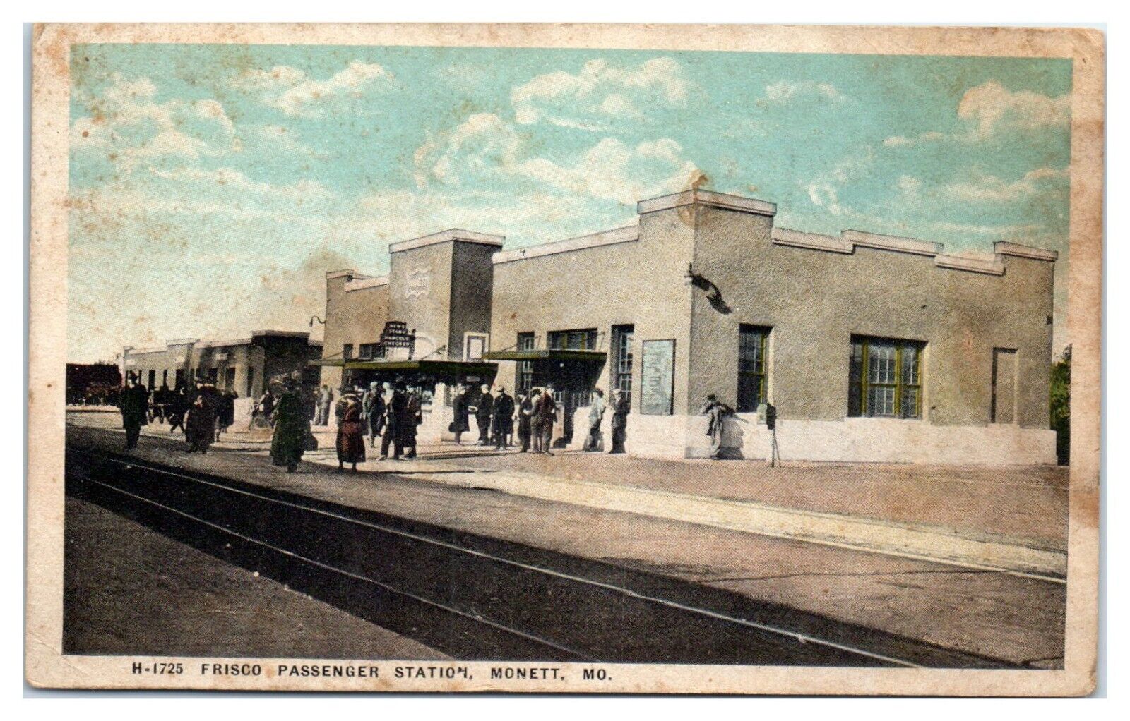 Frisco Rail Road Passenger Station Monett Missouri MO Postcard 1923 *STAINING*