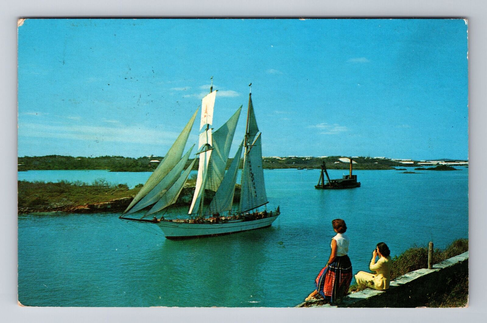 Brifantine Sailboat, Ship, Transportation, Antique, Vintage c1960 Postcard