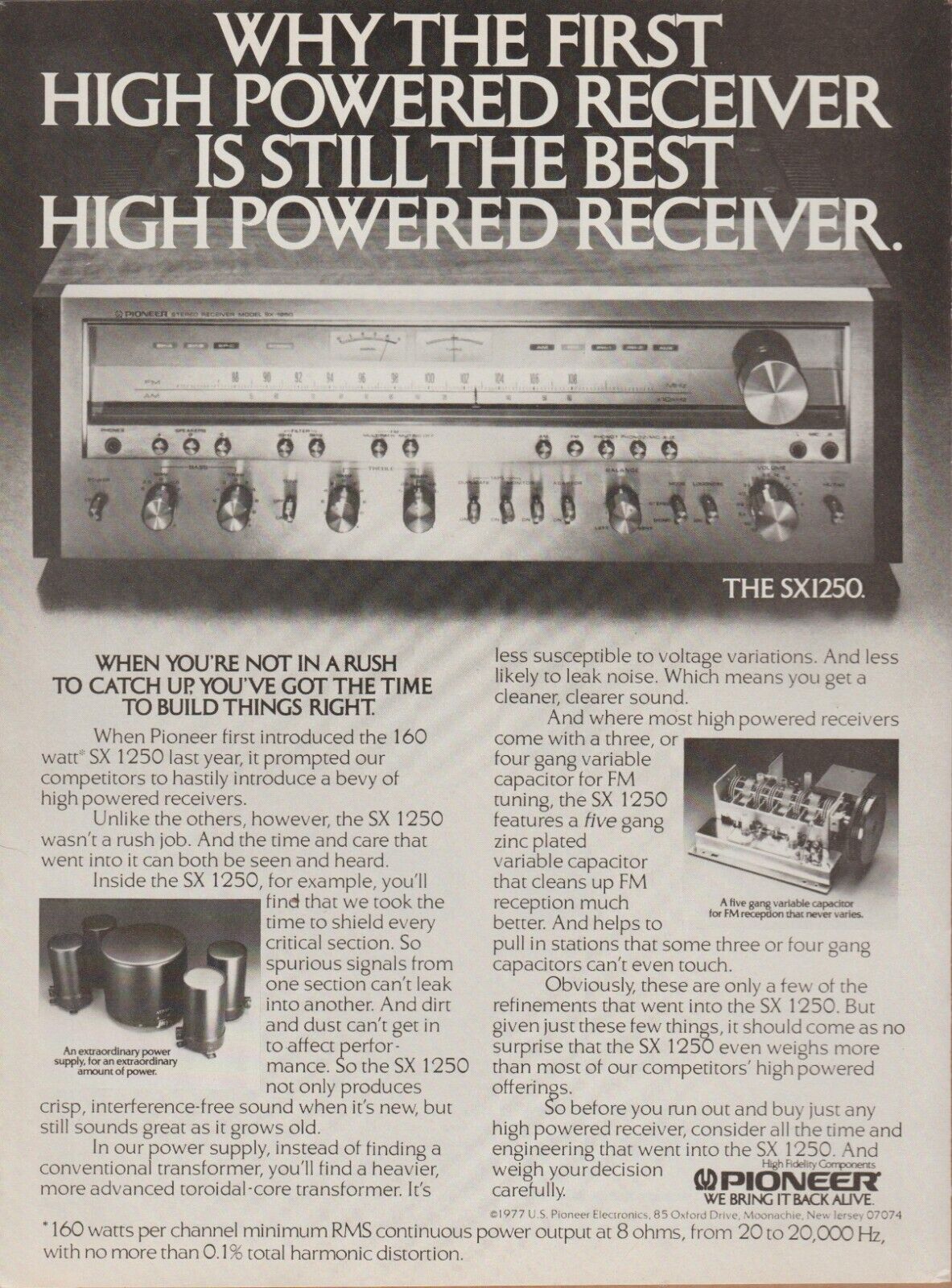 1977 Pioneer Home Stereos - SX1250 Receiver -\
