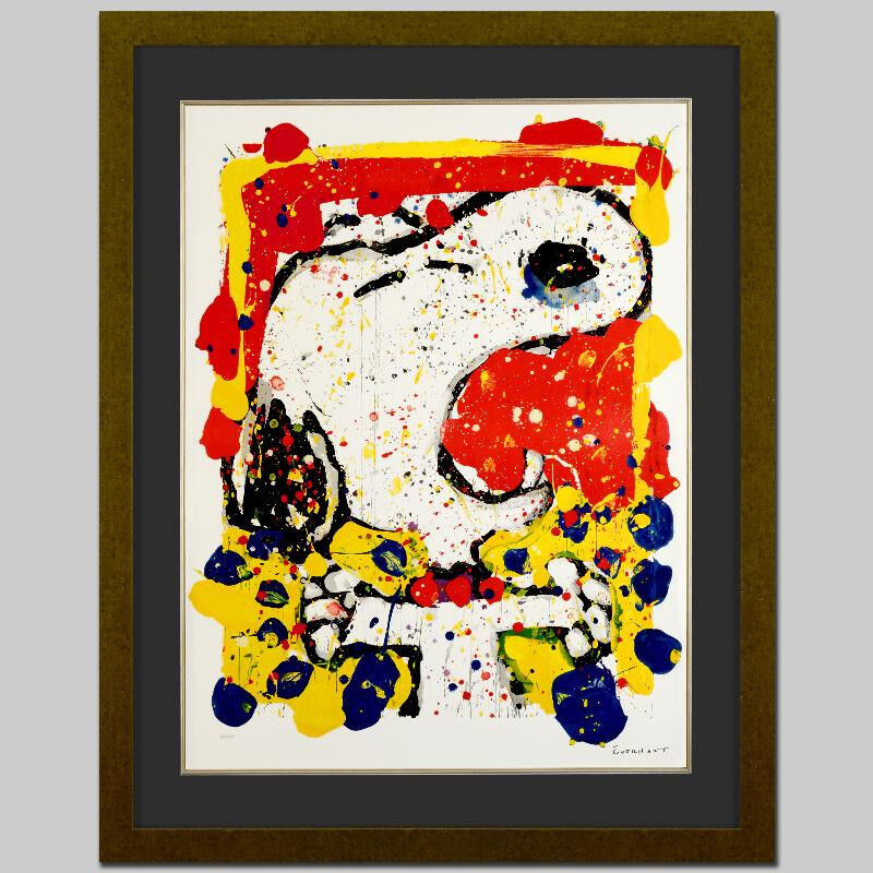 TOM EVERHART signed SNOOPY original litho SQUEEZE THE DAY Charles Schulz COA