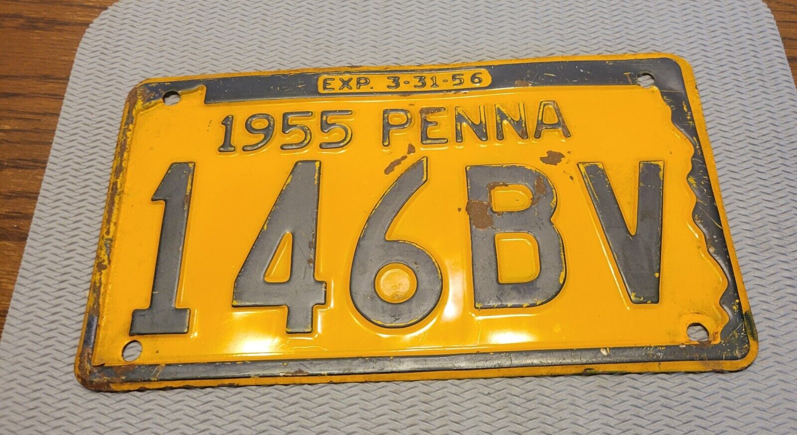 Vintage 1955 Pennsylvania License Plate, 146BV