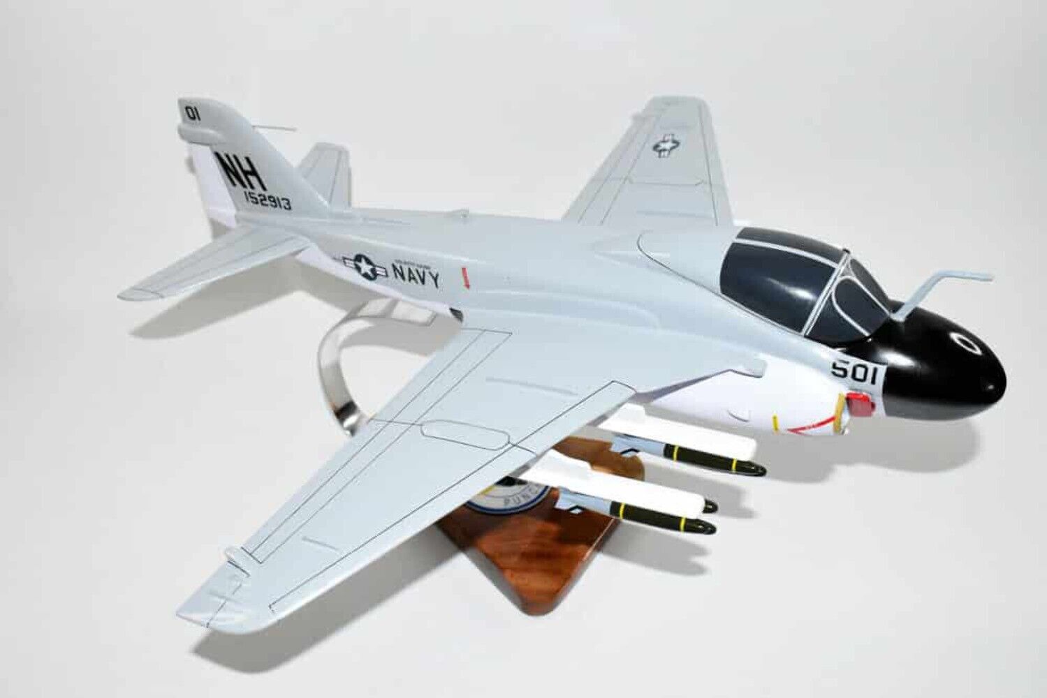 VA-75 Sunday Punchers (1968) A-6a Intruder Model, 1/36th Scale, Mahogany, Navy