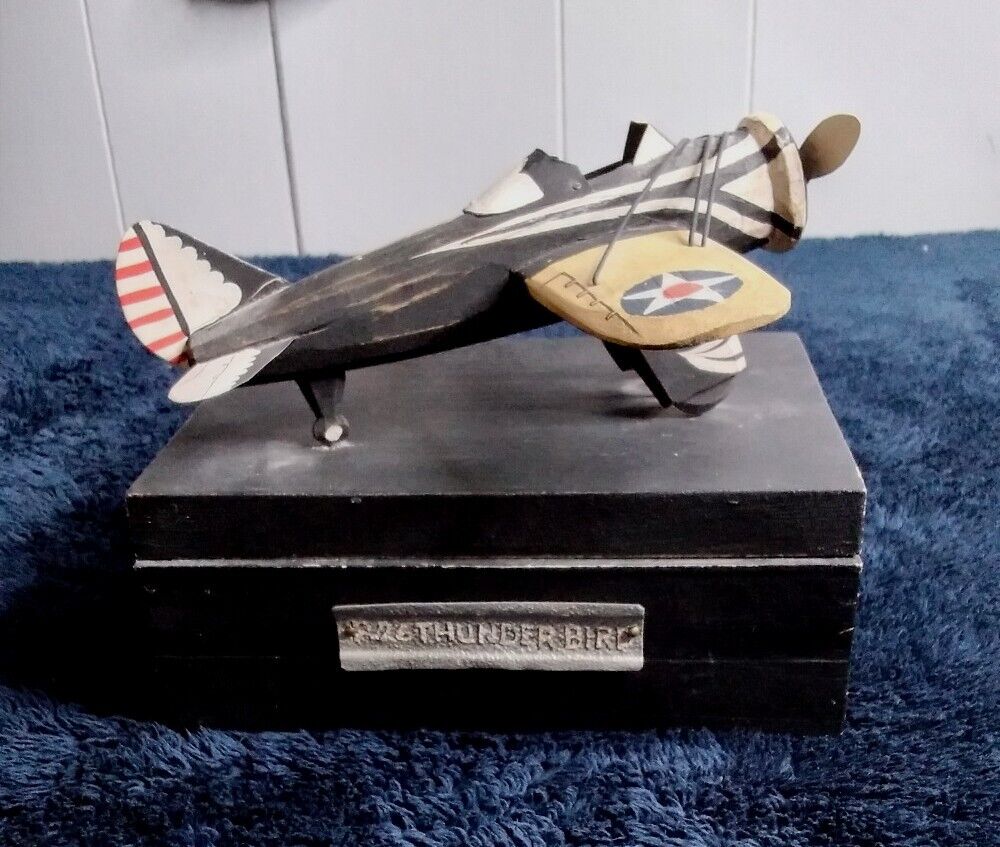 P-26 ThunderBird Peashooter P26 Airplane Handmade Wooden Keepsake Box 7\