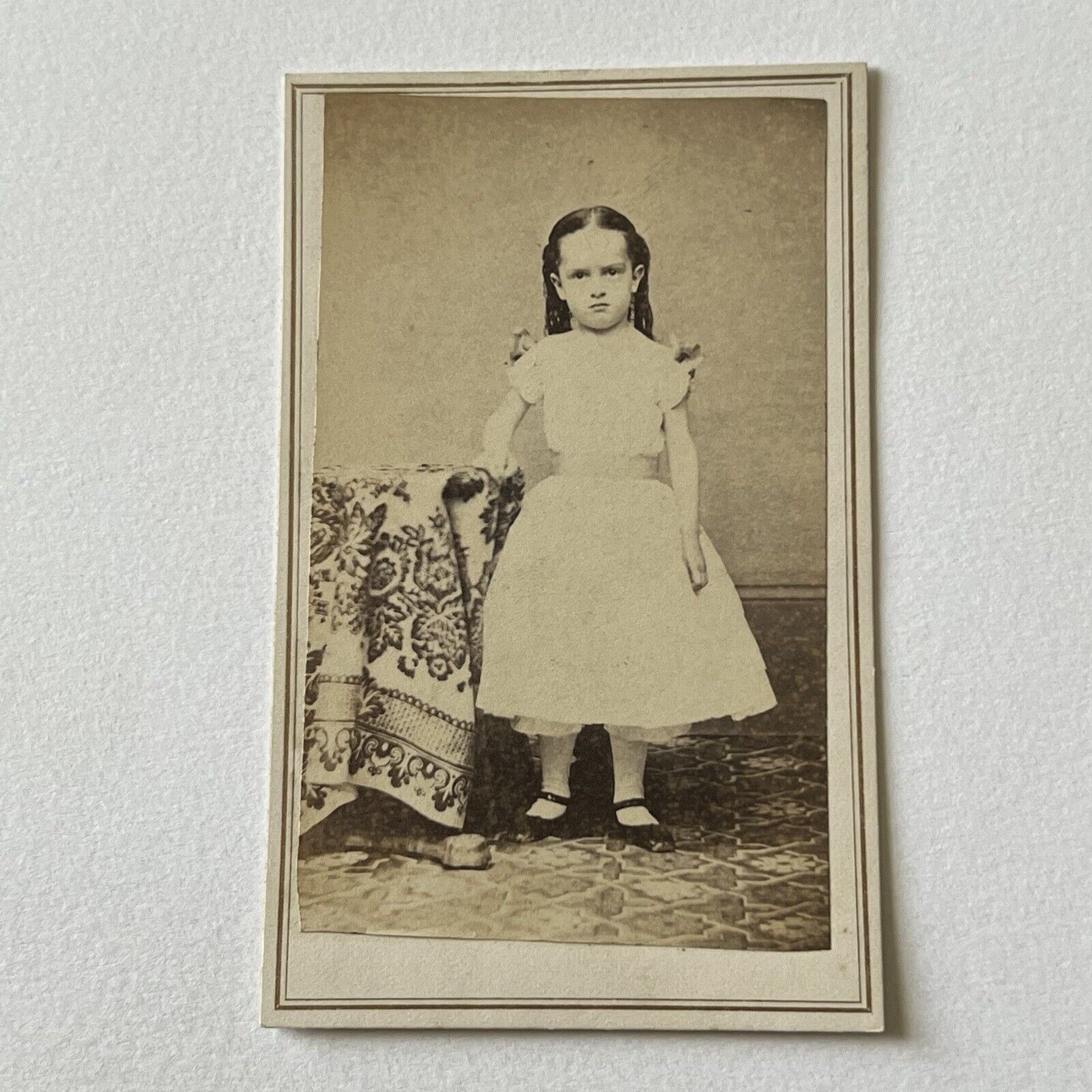 Antique CDV Photograph Adorable Little Girl Civil War Era Spooky