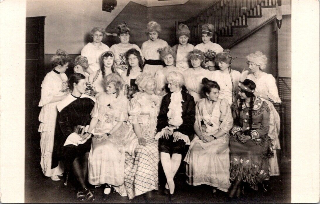 RPPC People Period Costumes Theater Play Cast? c1910-1920s photo postcard DP3