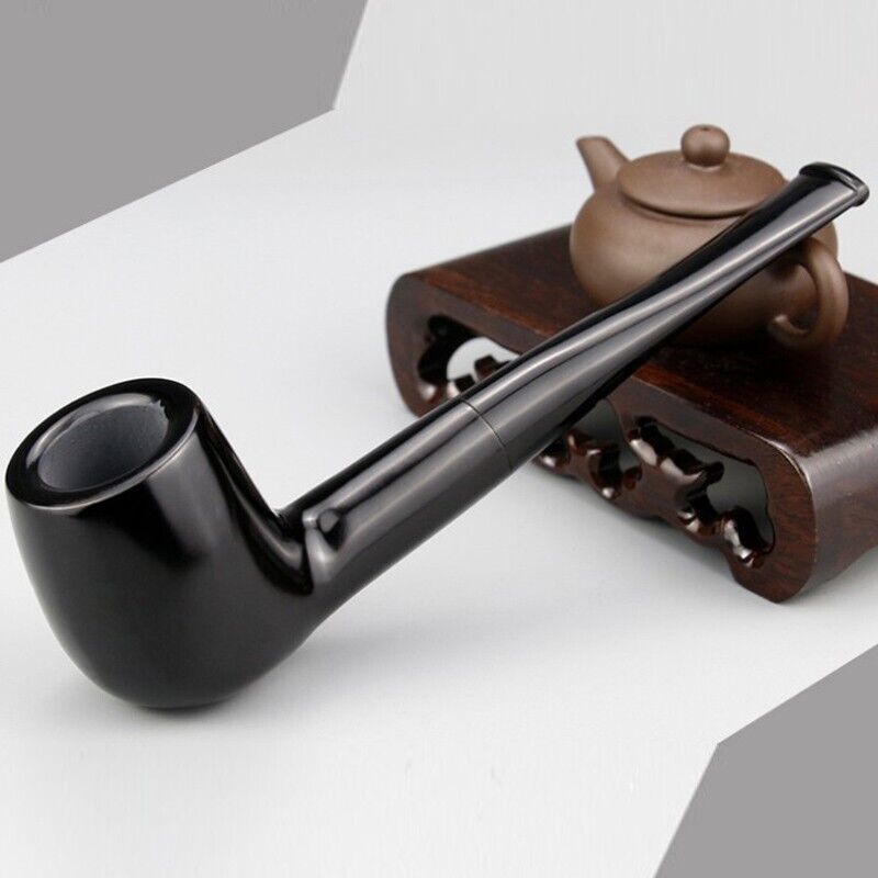 1pcs Black Ebony Wood Smoking Pipe Classic Wooden Pipes Handmade Tobacco Pipe