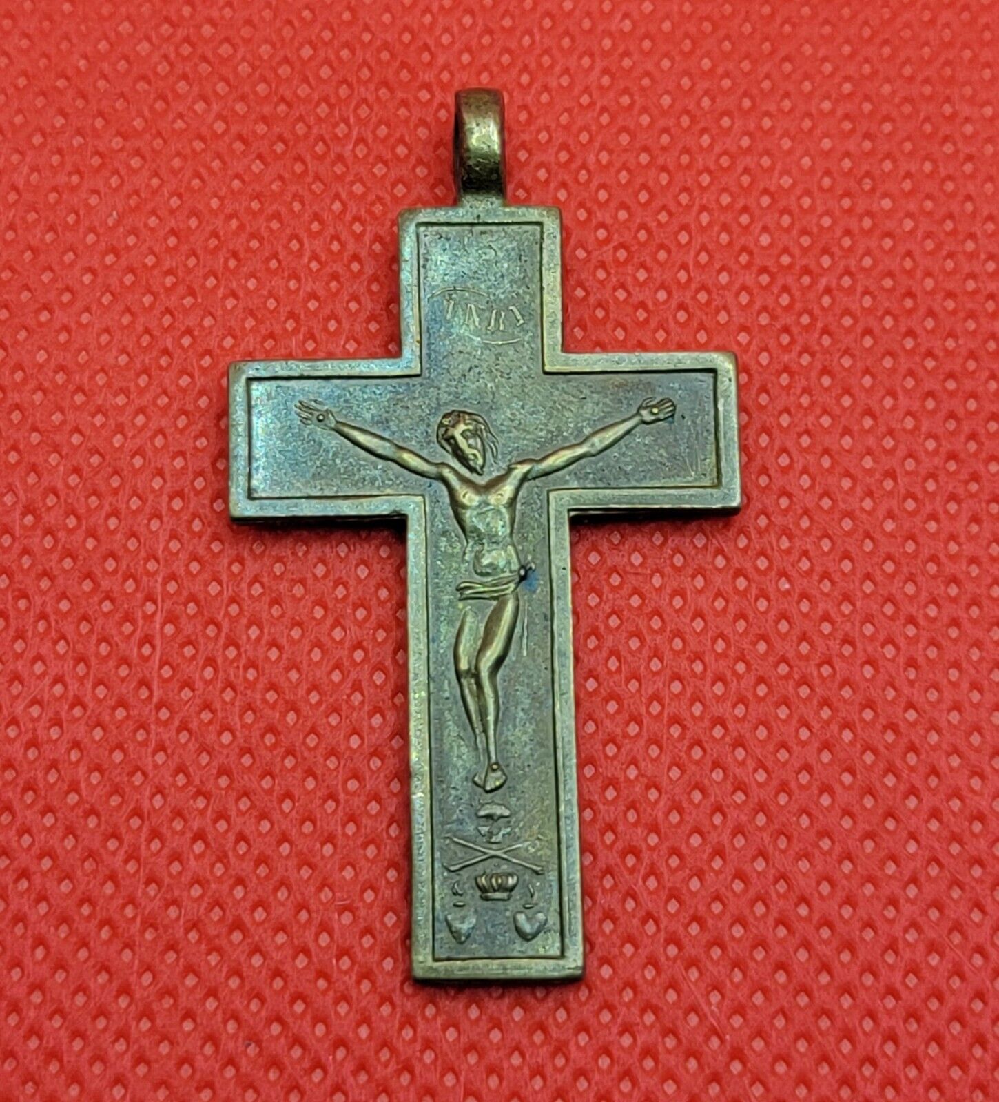 Vintage Cross Crucifix Jesus Virgin Mary Patina 