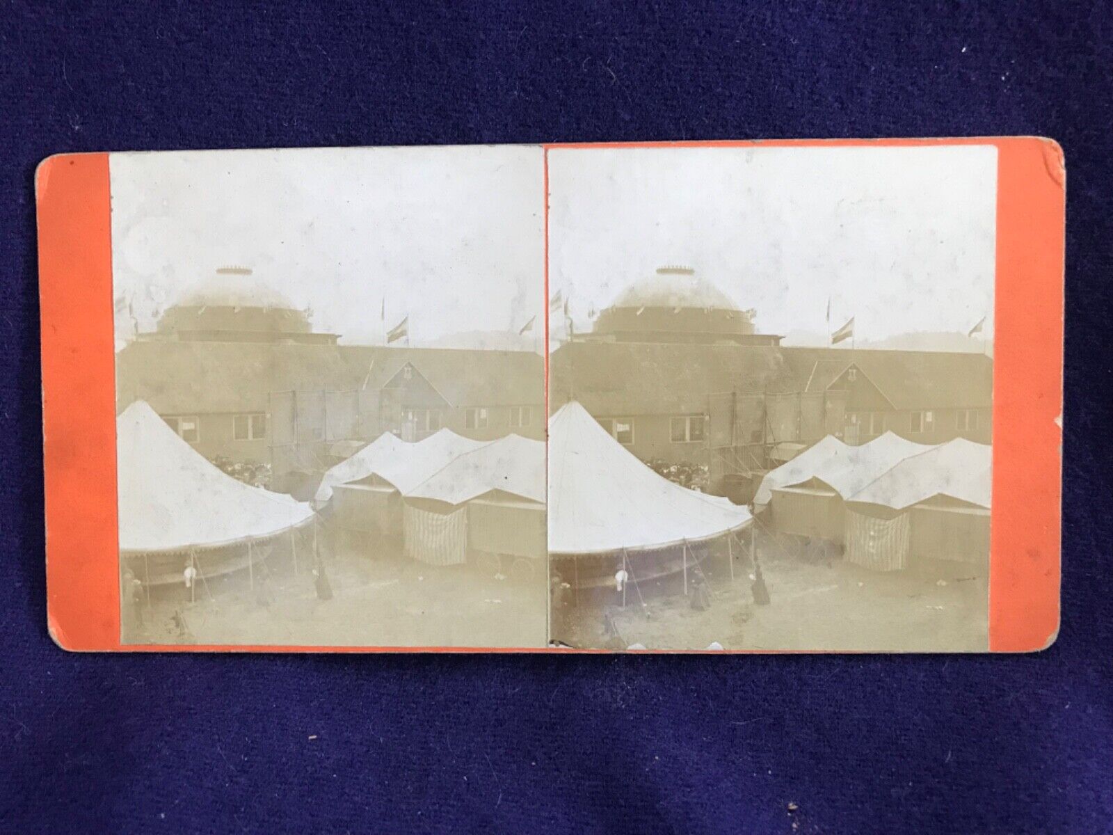 ANTIQUE 2 SIDED REAL PHOTO STEREOVIEW CARD SYRACUSE NEW YORK STATE FAIR