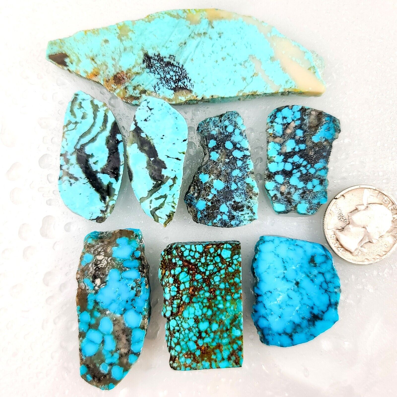 GS452 STUNNING LOT of high-grade Turquoise Rough mixed slabs 61.1 grams