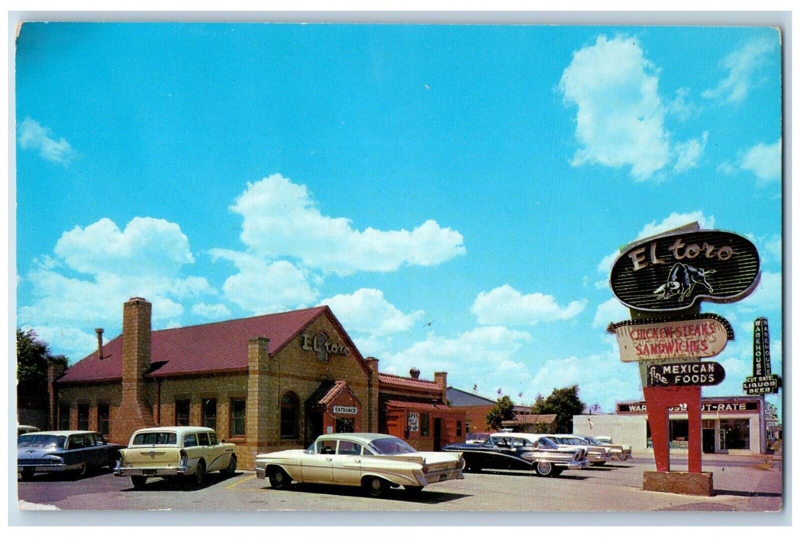 Wichita Falls Texas Postcard El Toro Restaurant North Scott Street c1960 Vintage