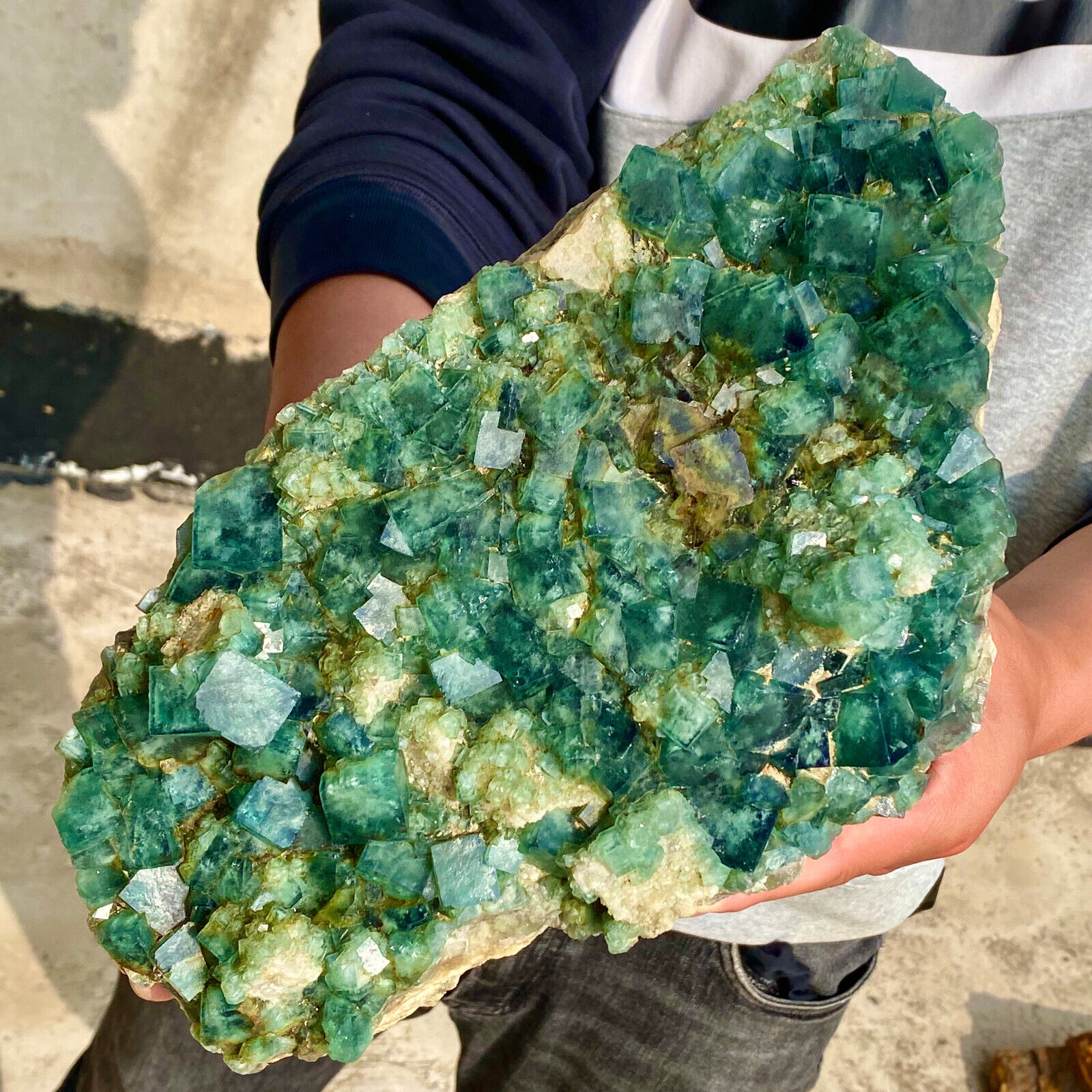 13.2LB NATURAL Green FLUORITE Quartz Crystal Cluster Mineral Specimen