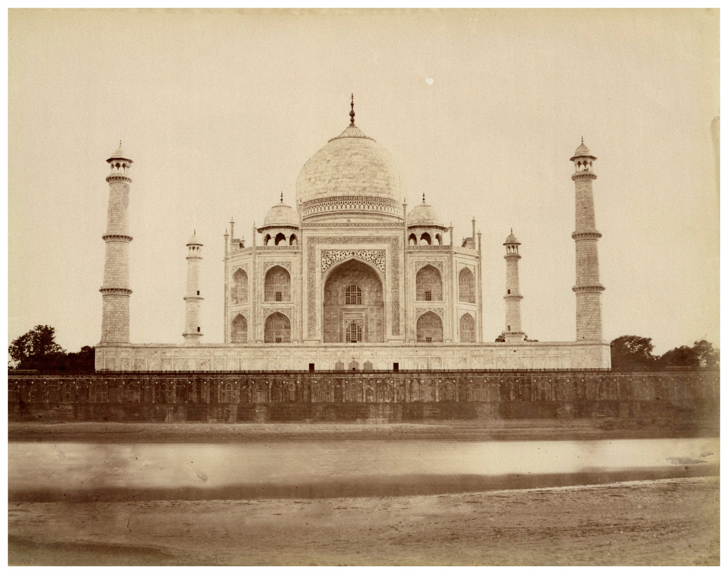 India, Agra, View of the Taj Mahal from the Jamuna Vintage Albumen Print Tirag