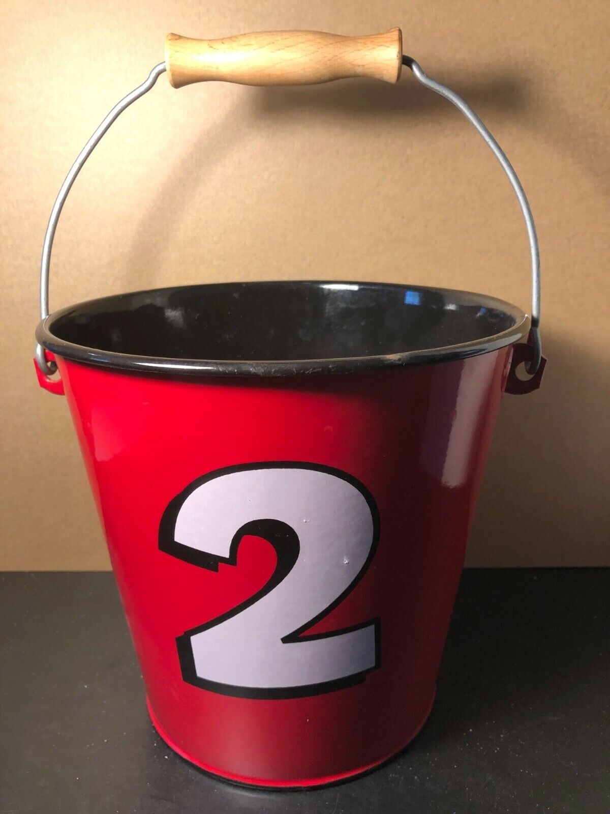 Vintage Red Metal Fire Bucket #2