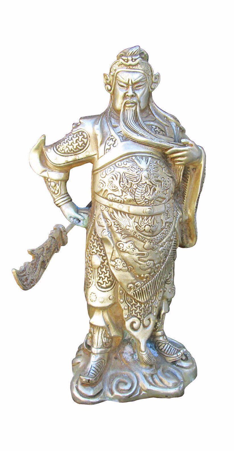 Chinese Silver Color General Guan Kwan Kong Metal Statue JZ124