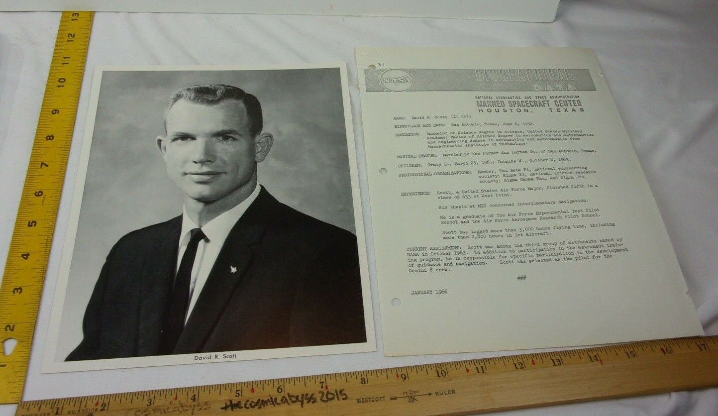 David R Scott Apollo Astronaut NASA 1960s Photo & Bio page from Employee