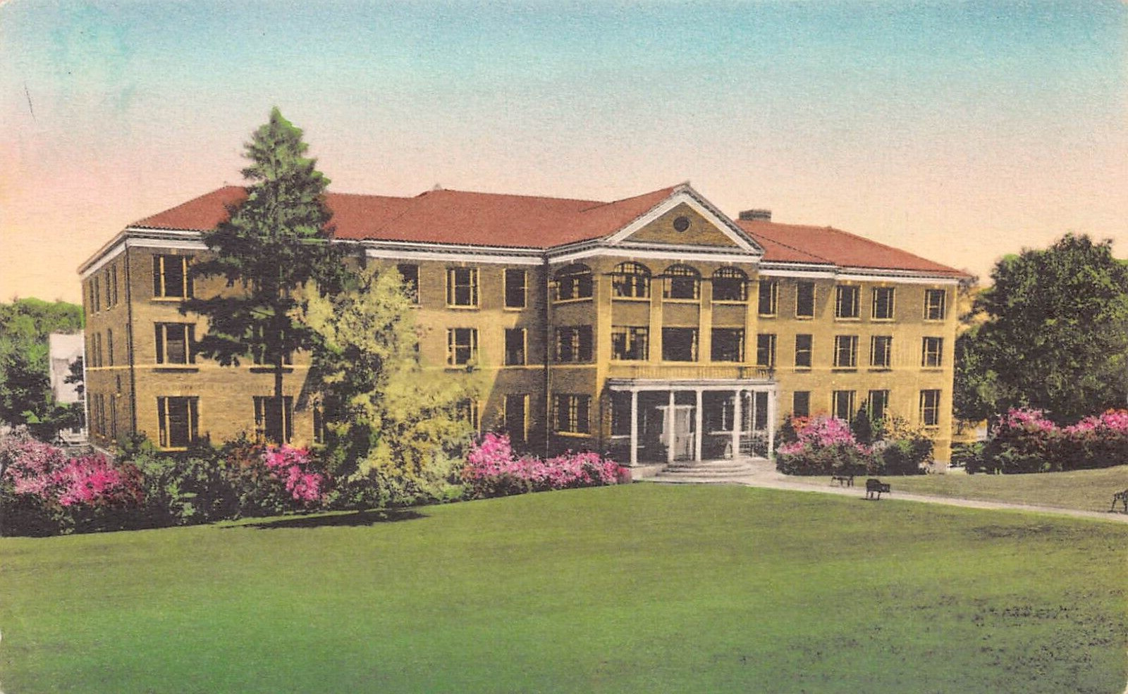 Front View of O.E.S. Home and Infirmary, Oriskany, N.Y., Hand Colored Postcard