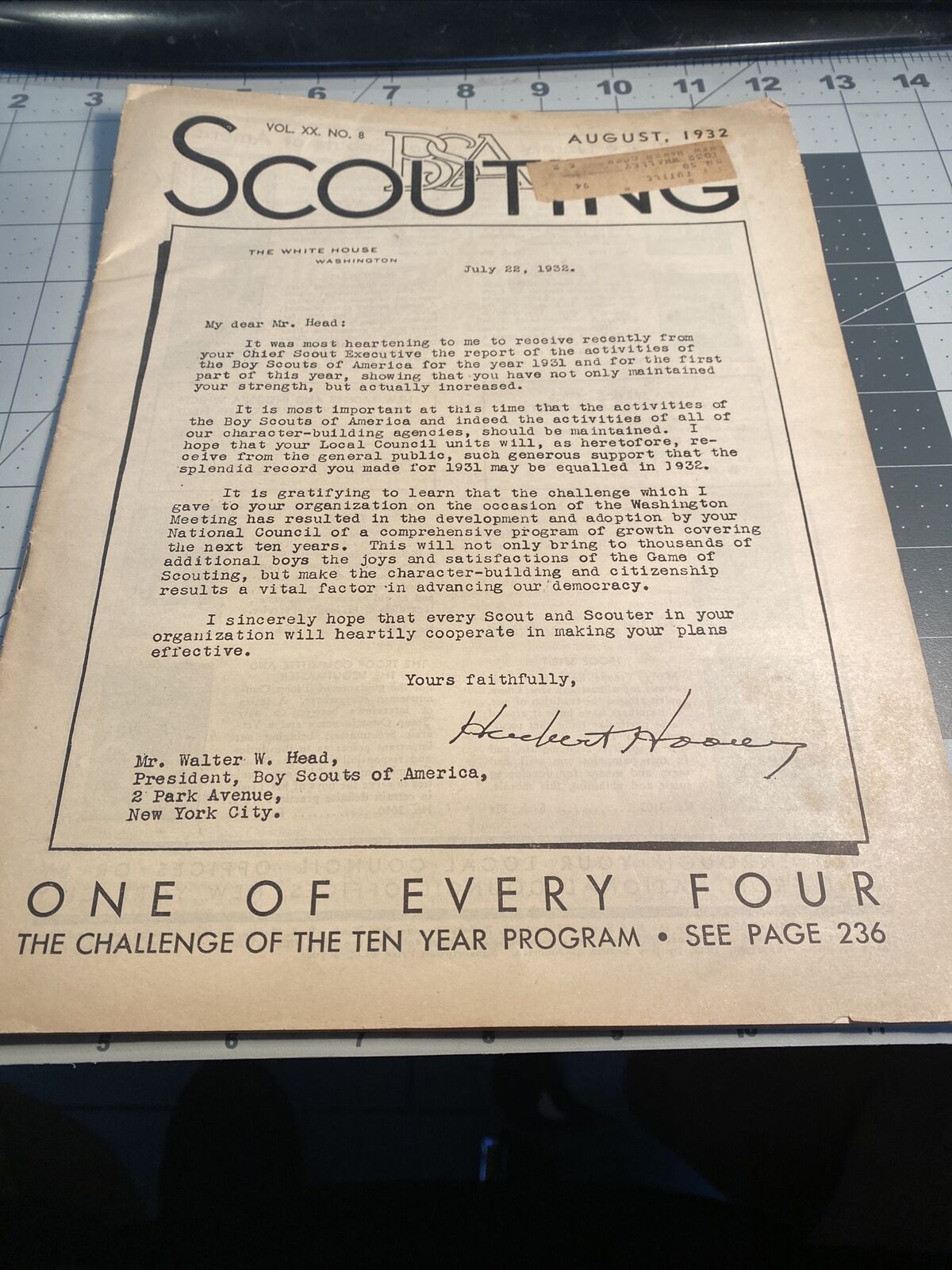 Scouting Magazine August 1932 Vol XX no. 8 BSA Boy Scouts of America 32-535C