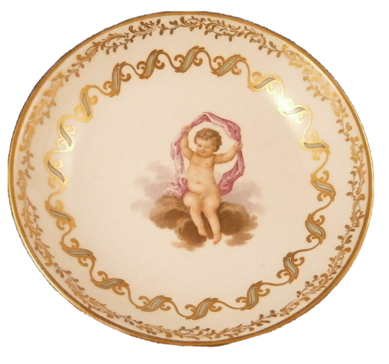 18thC Royal Vienna Porcelain Cherub Scene Saucer Scenic Porzellan Untertasse