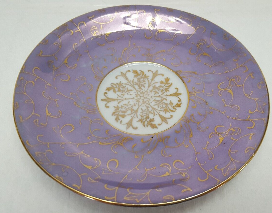  Vintage Japan 1662 purple irridescent gold trim saucer 