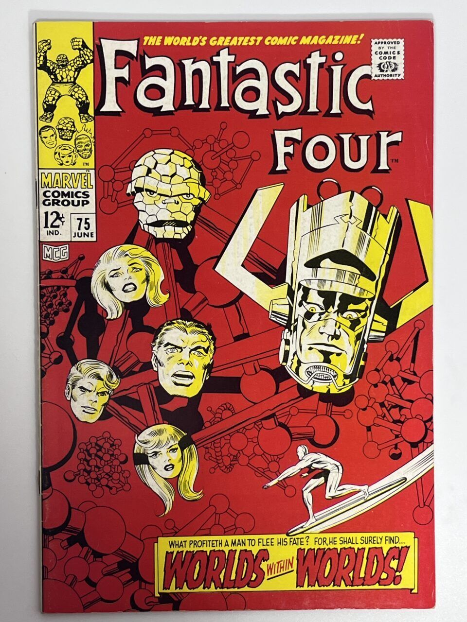 Fantastic Four #75 (1968) Classic cover art by Jack Kirby; bottom staple loos...