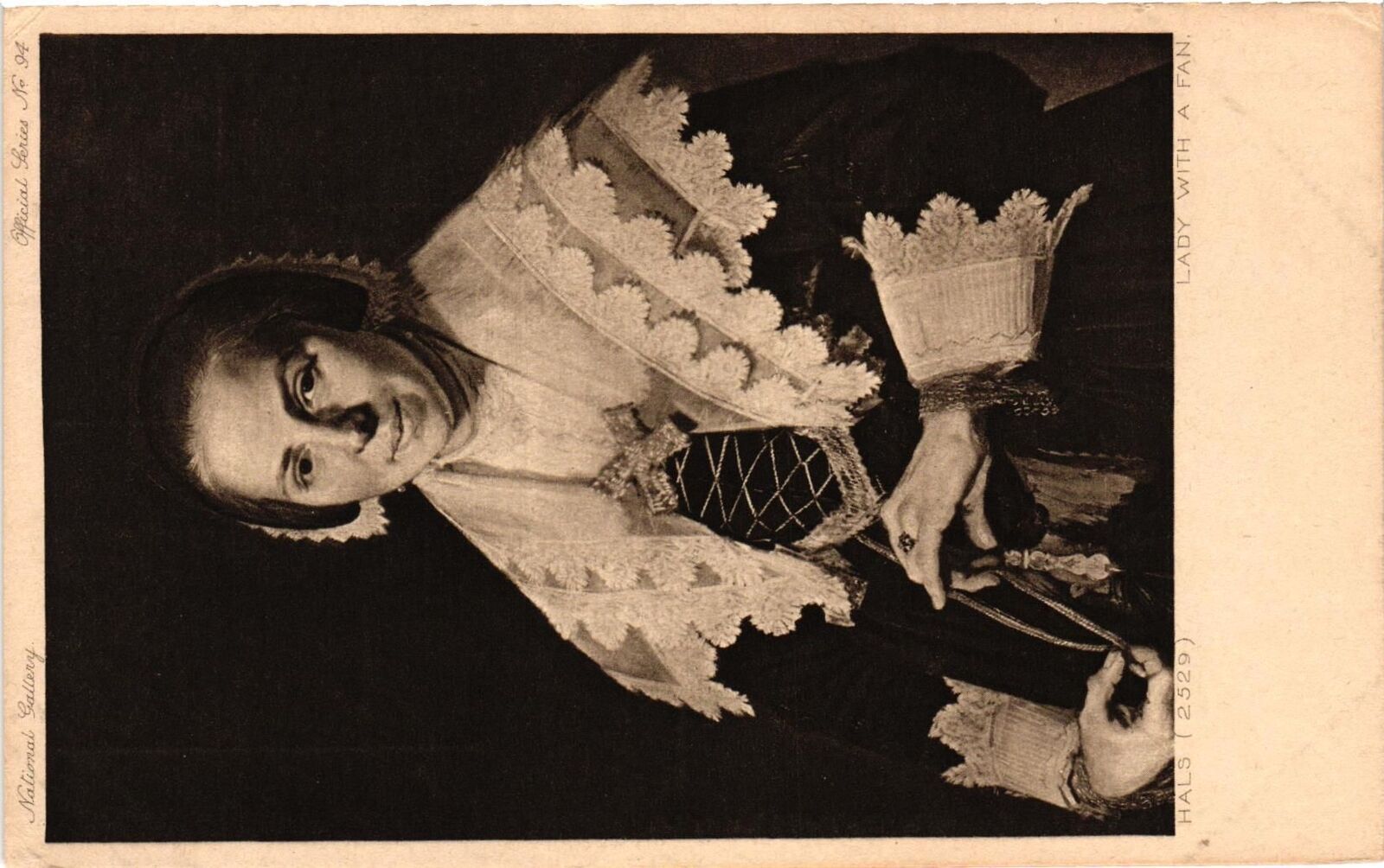 Vintage Postcard- Portrait, Lady With A Fan