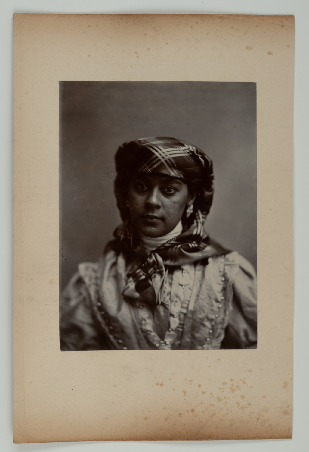 Vintage West Indies Creole Woman's Portrait in Bourgeois Outfit & Madras Headdress