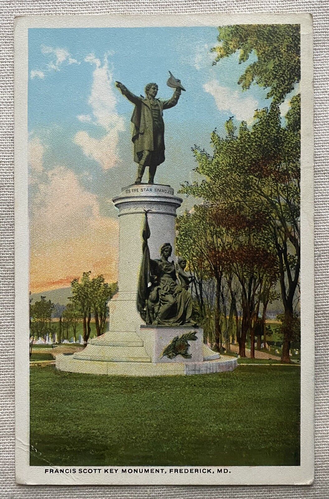 Francis Scott Key Monument, Frederick, Maryland, Vintage Postcard